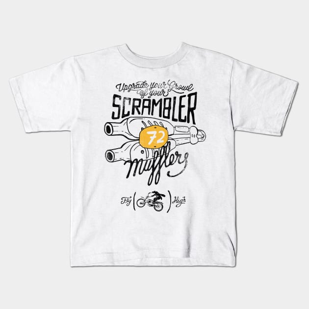 Scrambler Mufflers Kids T-Shirt by KUMAWAY